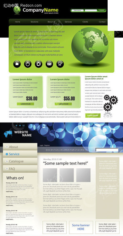 三款優(yōu)質(zhì)商務網(wǎng)頁界面設計矢量素材 賦能高效網(wǎng)站建設